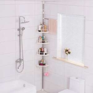 Fürdőszobai állítható teleszkópos sarokpolc, 230-292 cm