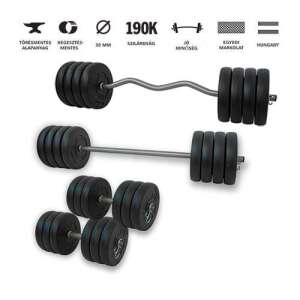 GazoFitness Hardcore Sada závaží 119 kg s priamou tyčou 150 cm, obsahuje činku, jednoručné činky, závažie a klipy - Posilňovanie