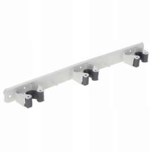 Wall mounted tool holder for 3 tools, with 2 hooks, white, metal - ProGarden