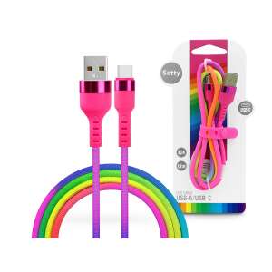 Setty Rainbow USB-A to USB-C charging cable, 1.2m long, 5V/2.1A - USB Cable