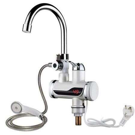 Átfolyós vízmelegítő egykaros Csaptelep zuhanyfejjel alsó csatlakozású, 3000W