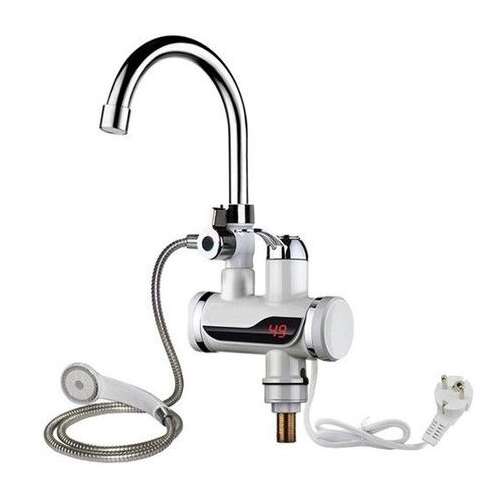 Átfolyós vízmelegítő csaptelep zuhanyfejjel, 3000W, LCD kijelző, egykaros