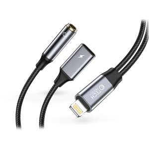 Tech-Protect UltraBoost Lightning do 3,5 mm Jack + Lightning adaptér, čierna/šedá - Lightning káble