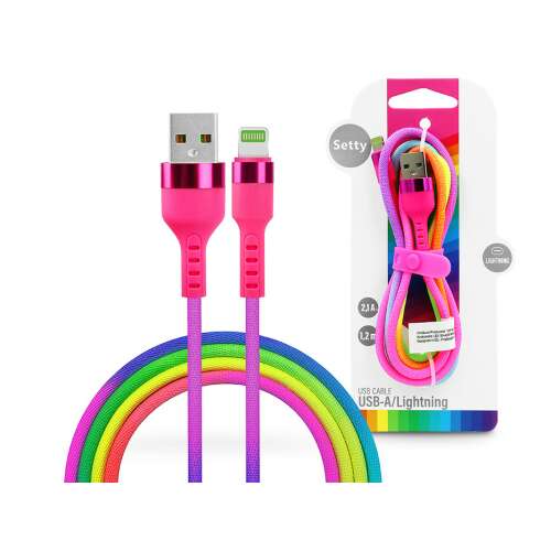 Setty USB - Dátový a nabíjací kábel Lightning s káblom 1,2 m - Setty Rainbow - 5V/2,1A