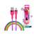 Nabíjací kábel Setty Rainbow USB-A do Lightning, 1,2 m dlhý, ružový a dúhový opletený kábel
