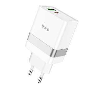 HOCO N21 30W USB-C és USB-A Power Delivery fali töltő, fehér - Hoco