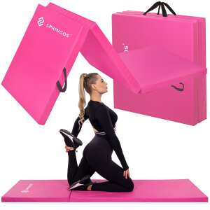 Hrubá fitness podložka na gymnastický tréning, skladacia, 180x60x5cm, ružová