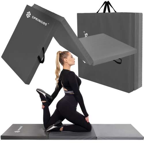 Saltea de gimnastică pliabilă Springos gri pentru gimnastică și fitness