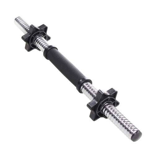 Springos 45 cm barbell with star-shaped collars, chrome plated steel, black rubber grip