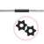 Springos 45 cm barbell with star-shaped collars, chrome plated steel, black rubber grip, close-up of collars