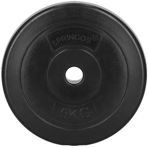 Springos 5kg weight plate, 31mm hole, black, rubber coated
