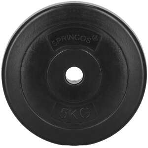 Ploča za utege Springos 5kg, rupa 31mm, crna, gumirana - Springos
