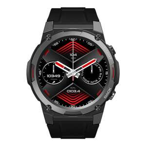 Zeblaze VIBE 7 Pro smartwatch with black silicone strap, front view - Smartwatch