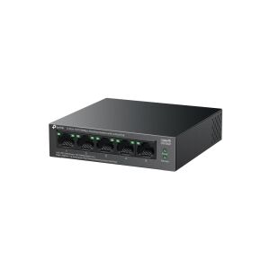 Angled view of TP-Link LS105LP 5-Port Desktop PoE Switch - TP-Link Switch