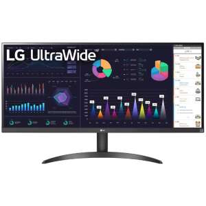 Monitor LG 34WQ500-B 34 palcový UltraWide s technológiou AMD FreeSync Premium, zobrazujúci viacero okien s diagramami a grafmi - Monitory