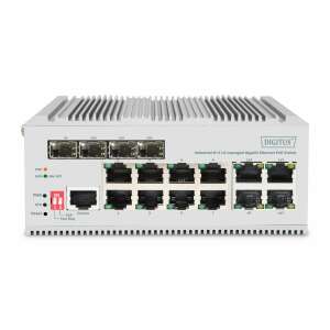Digitus DN-651139 Gigabit Switch, elülső nézet, 8 RJ45 port és 4 Gigabit Combo port látható - Digitus
