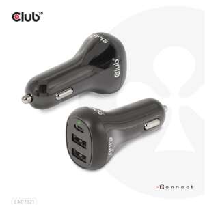 Club 3D CAC-1921 autós töltő 36 watt, USB Type-C és 2 USB Type-A porttal - Club3D