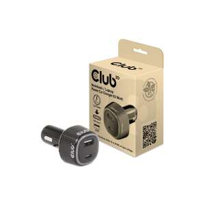 Club 3D CAC-1922 63 Watt Notebook/Laptop Autoladegerät mit USB-C und USB-A Anschlüssen - Club3D