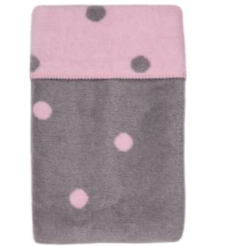 Womar Zaffiro rózsaszín és szürke pöttyös babatakaró, 75x100cm