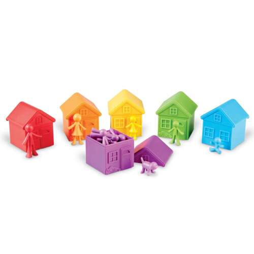 Colorful plastic houses and people figures for kids, educational toy for preschoolers, 42 pieces, 3+ years, multi-colored