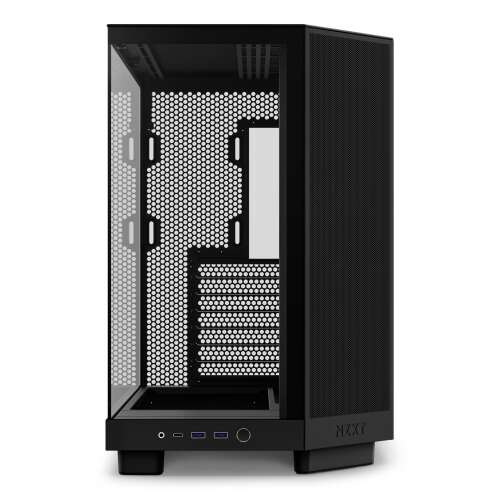 NZXT H6 Air Flow Midi Tower, schwarz, Vorderansicht, gehärtetes Glas Seitenpanel