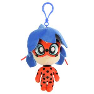 Miraculous Ladybug plush keychain, 14 cm tall, red and black ladybug costume, blue hair, clip on keychain - Toy
