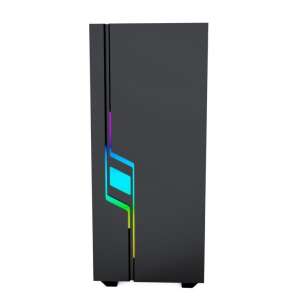 Компютърен корпус Gembird Fornax 2000 RGB Window Black, преден изглед - Gembird