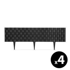 Garden of Eden kerti dekoráció Virágágyás szegély / kerítés 60 x 22 cm - fekete - 4 db / csomag Leszúrható műanyag kerítés