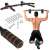 Collage of Springos wall mounted pull up bar with hardware and man using it