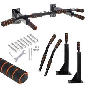 Springos wall mounted pull up bar with multiple grip positions and mounting hardware - Fitness Equipment