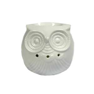 Fehér kerámia bagoly aromalámpa, ideális illóolajok diffúziójához és nyugodt hangulat kialakításához - Mécsestartó