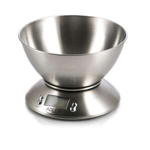 Adler kitchen scale with stainless steel bowl, 5 kg capacity, silver - Kitchen Scale