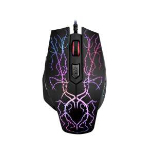 Tracer Killer LED Gaming egér, fekete villám mintával, 6 gomb, 2400 DPI, RGB világítás - Tracer