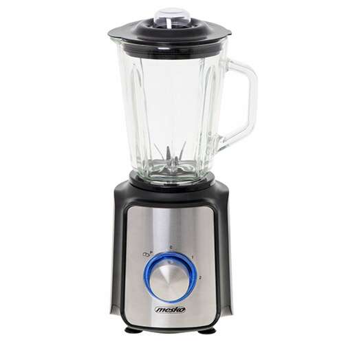 Mesko MS4080 blender with glass jar, black and stainless steel