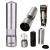 Collage of Mesko MS4432 electric salt and pepper mill with disassembled parts and packaging