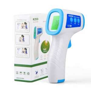 Kzed-8801 Digital Infrared Thermometer, Non-Contact Fever Measurement, White and Blue, with Box - Thermometer