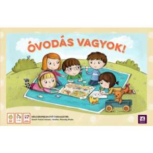 Óvodás vagyok! gra planszowa dla przedszkolaków z ilustracjami dzieci bawiących się w przedszkolu - Pagony Gra planszowa