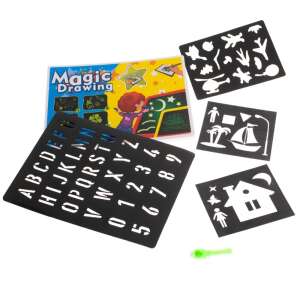 Magic Drawing Kit with glow in the dark board, stencils, and UV pen - Stencil