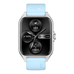 GARETT GRC Activity 2 smartwatch with blue silicone strap, silver frame, front view - Smartwatch