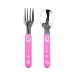 Akuku Gyermek Evőeszköz - Kanál és Villa - Rózsaszín