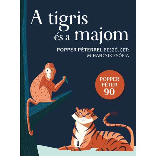A tigris és a majom könyvborító, rajta egy tigris és egy majom, Popper Péter és Mihancsik Zsófia könyve - Társadalomtudományi könyv