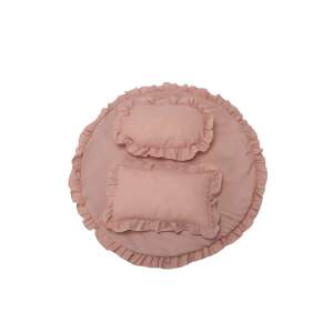 Pink waterproof play mat with two pink pillows, perfect for babies and toddlers - Baby Gyms & Play Mat and Foam Puzzle