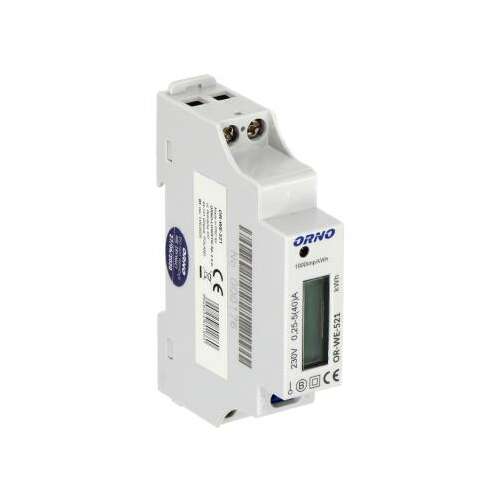 Monofazno brojilo ORNO OR-WE-521, 40A, MID atest, 230V, mjerna klasa B, frekvencija impulsa 1000 imp/kWh, IP51, bijelo 34176343