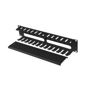 Panel zarządzania kablami Lanberg AK-1705-B 19 cali 2U, czarny - Akcesoria do szafy Rack