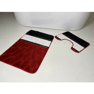 Red Greek Style Bathroom Rug Set - 2 Piece - Furniture