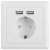 Lanberg fali konnektor 2 USB porttal, elülső nézet, fehér