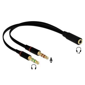 Delock headset adapter, 3.5mm 4-pin female to 2 x 3.5mm 3-pin male stereo jack - Delock