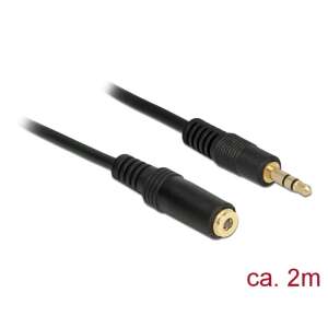 Delock Stereo Jack extension cable 3.5 mm 3 pin male to female 2 m black 34186711 - Computers and Accessory