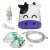 Esperanza Breeze compressor nebulizer, cow design, white and purple, with accessories