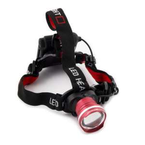 Čelová lampa Esperanza Procyon LED, čierna-červená, predný pohľad - Lampy&osvetlenie